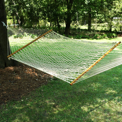 Original Pawleys Island Large Oatmeal DuraCord Rope Hammock – 13 ft. x 55 in., 2-Person, 450 lb Capacity, Oak Spreader Bar, Zinc-Plated Hardware, Handcrafted in the USA