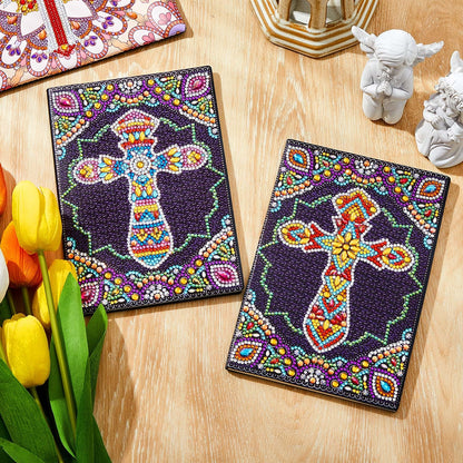 Qilery 2 Pcs 5d Diamond Art Kits for Adults, DIY Leather Diamond Painting Journals Notebooks Bible Cross Gem Dots Art Crafts for Adults, Beginners, Birthdays, Graduation Gifts with Tools