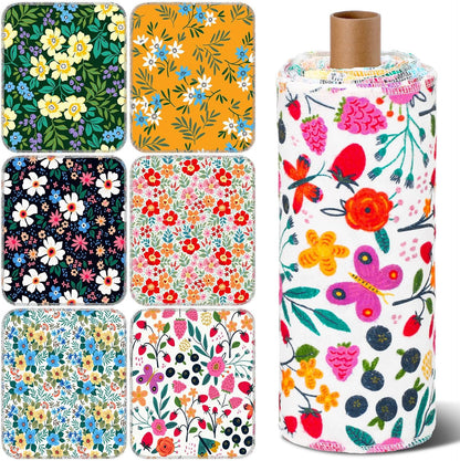 18 Redbaker Pcs Flower Reusable Paper Towels Rolls Washable Paperless Paper Towels Bulk Cloth Cotton Napkin