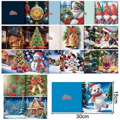 ycyingcheng 5D Christmas Greeting Cards, DIY Special Shaped Diamond Painting Card Kit, 12 Pieces Diamond Painting Rhinestone Kits for Christmas, Teacher's Day, Mother's Day