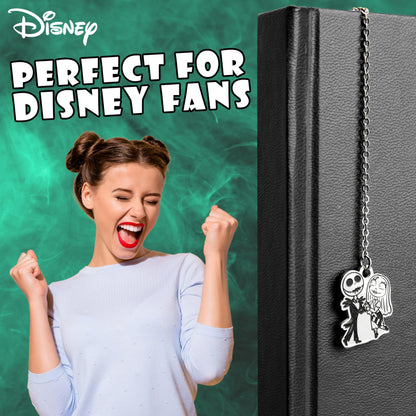 Disney Stitch Bookmark with Gift Box Metal Page Markers Hanging Charm Stainless Steel Gifts for Women Teens Kids School Uni Reading Teacher Gifts (Silver Jack Skellington)