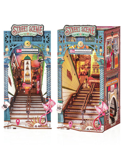 Rolife Book Nook Kits DIY 3D Wooden Puzzle for Adults 10" Subway Urban Street Scene Decorative Bookends Bookshelf Insert Decor Creative Chirstmas Thanks Giving Gift for Men Women