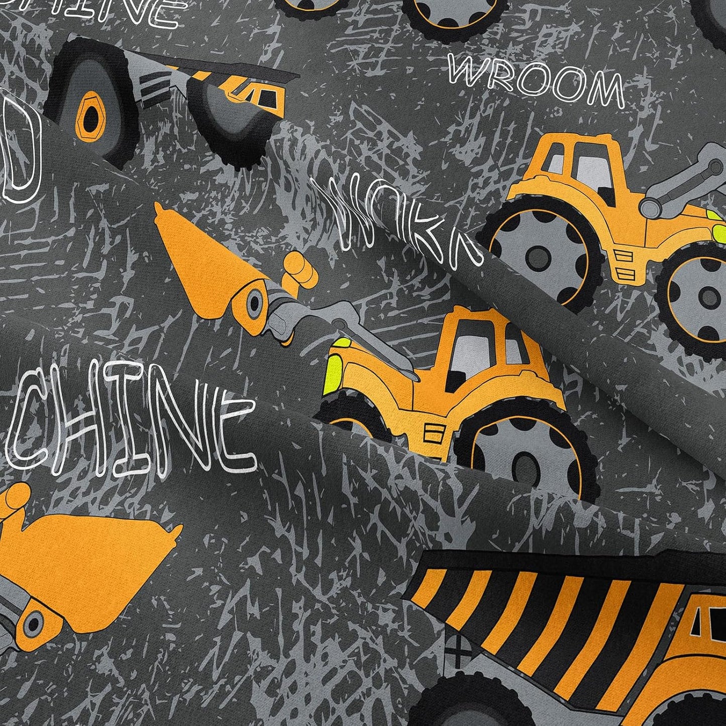 6 Set Set, Bag(1 1 1 2 1 Piece Construction Comforter Full, Truck Cars Excavator Tractor Dark Grey Bedding Soft