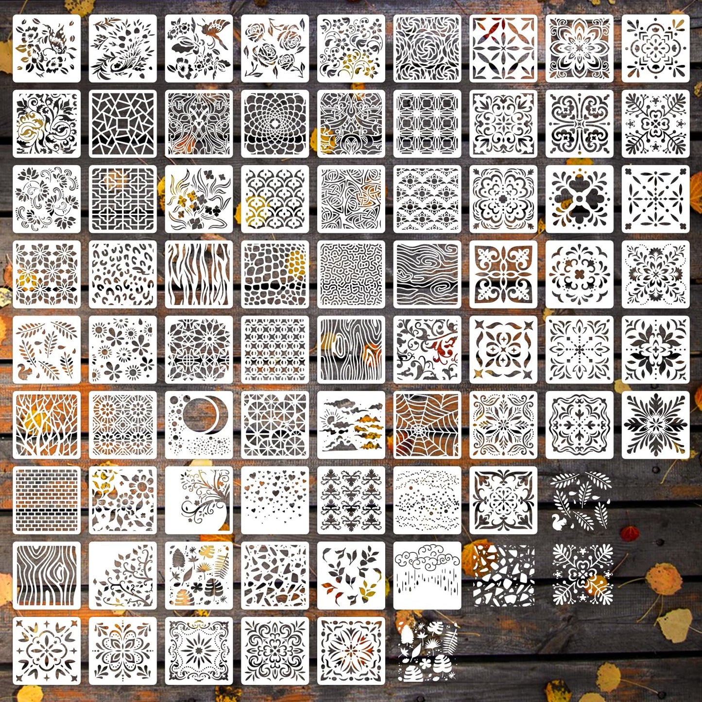 72 Pcs Mandala Stencils, 4 inch Artistic Printing Reusable Stencils for Painting on Wood, Wall & Floor Decor, Scrapbooking, Drawing, Crafts, DIY Rock Painting and face