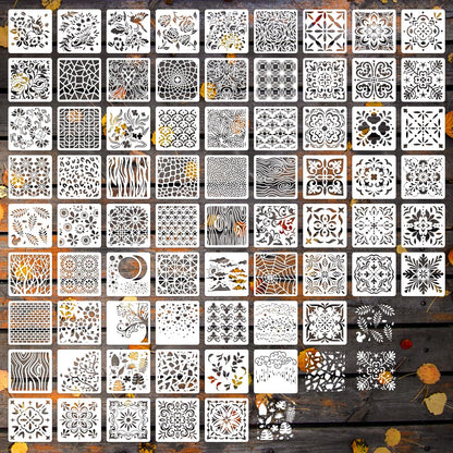 72 Pcs Mandala Stencils, 4 inch Artistic Printing Reusable Stencils for Painting on Wood, Wall & Floor Decor, Scrapbooking, Drawing, Crafts, DIY Rock Painting and face