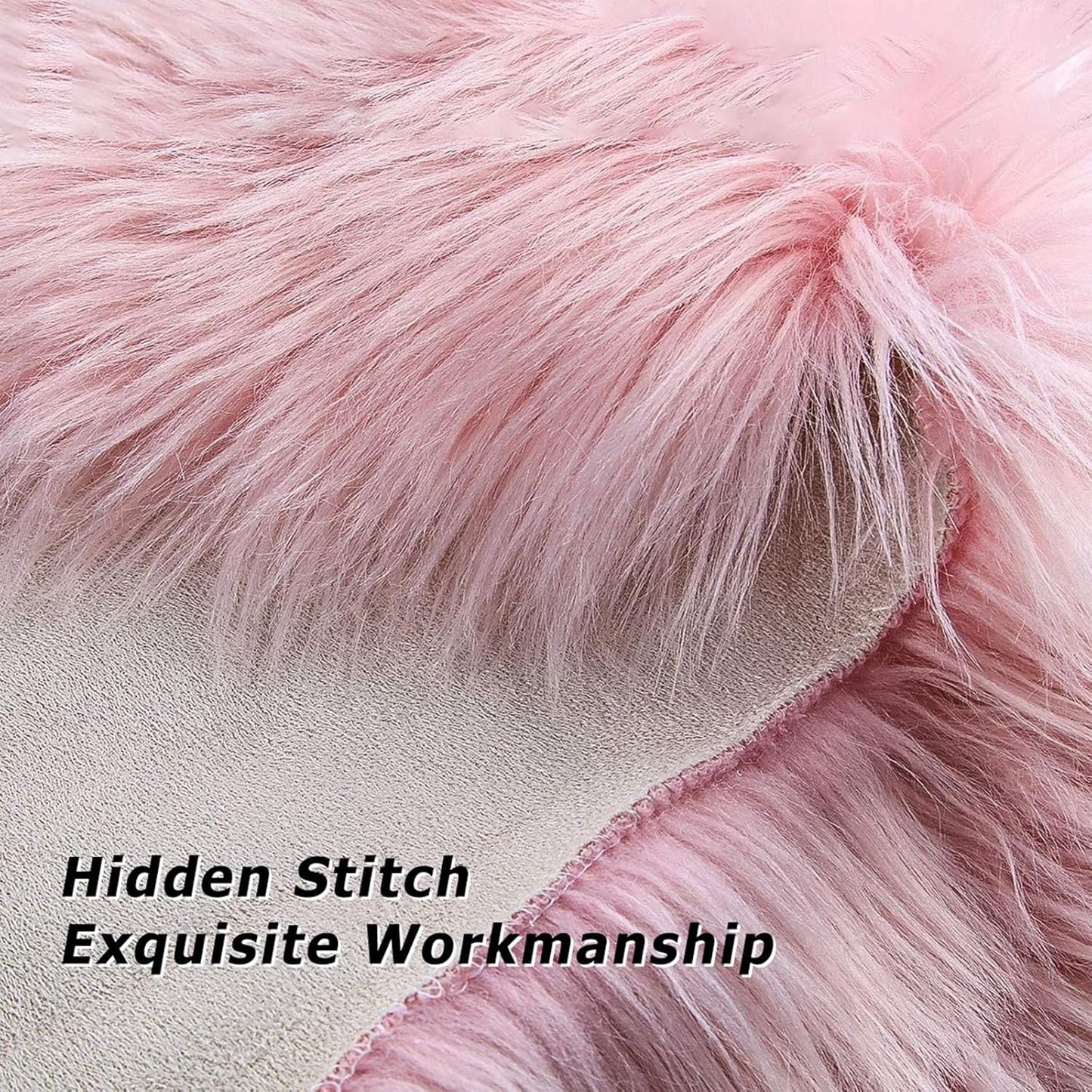 18" 18" OKAYDA x Round Faux Sheepskin Chair Cover Seat Cushion Pad Super Fluffy Soft Fur Rug for Vanity Chair, Car