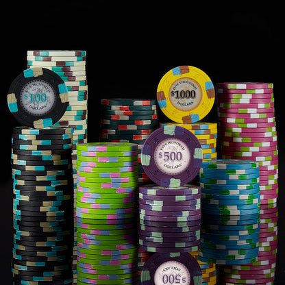Claysmith Gaming Poker Knights Poker Chips Set - 1000 Heavyweight (13.5-Gram) Clay Composite Chips with Aluminum Case - Professional Casino Supplies, Kits, Holders, & Storage Container