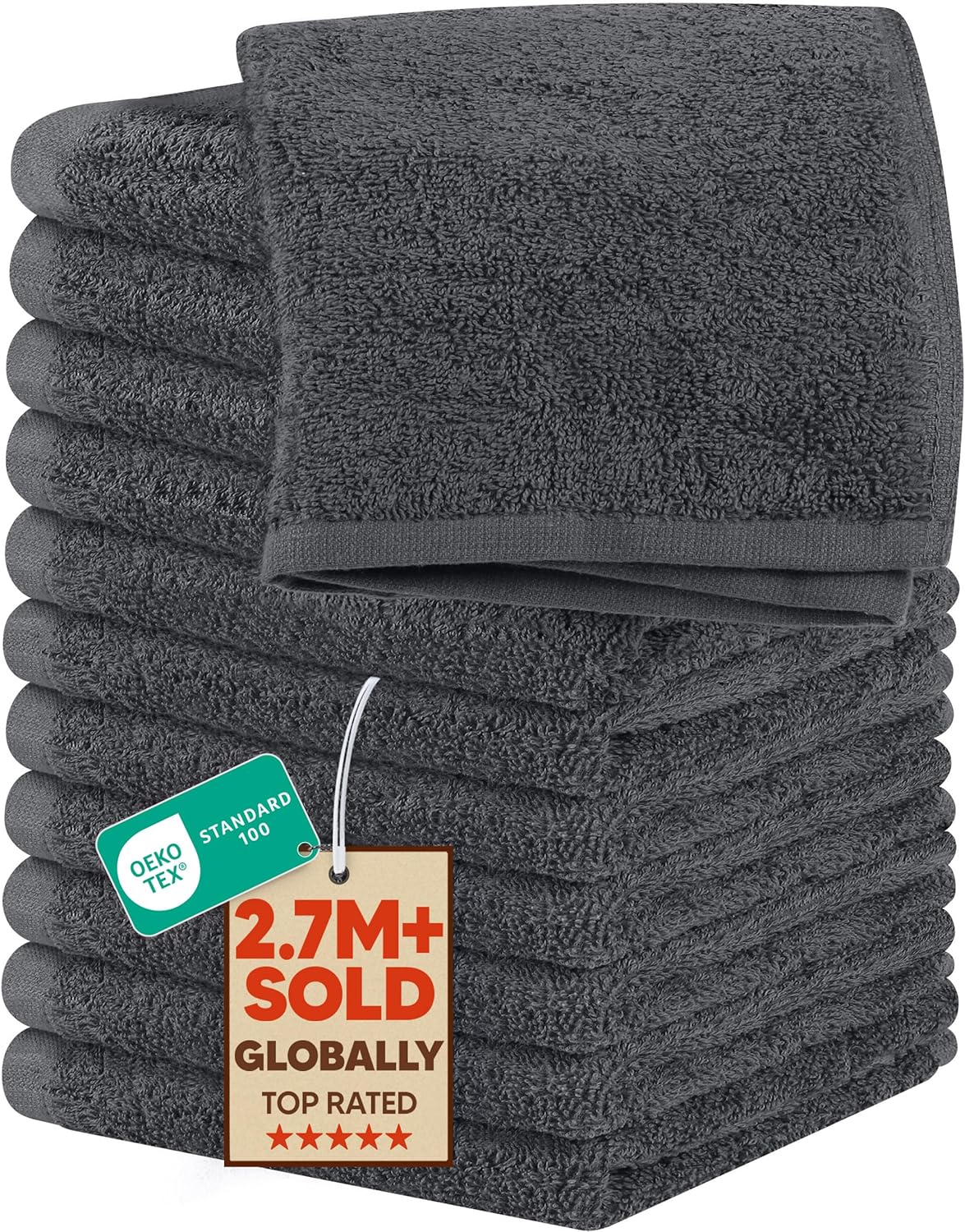 12 Pack Set, 100% Utopia Towels Cotton Washcloths Ring Spun Cotton, Premium Flannel Face Cloths, Highly Absorbent