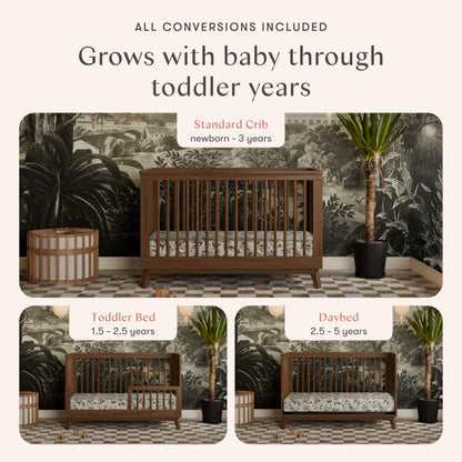 Babyletto Scoot 3-in-1 Convertible Crib with Toddler Bed Conversion Kit in Natural Walnut, Greenguard Gold Certified
