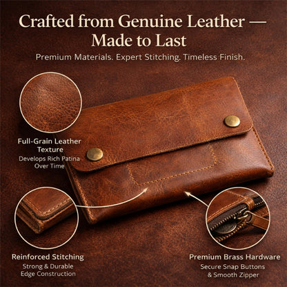 TheAntiq Leather Currency Pouch, Currency Organiser, Dollar Bills Holder, Bills Organizer, Money Envelope with Mobile Pocket, Money Bag For Men & Women (TAN)