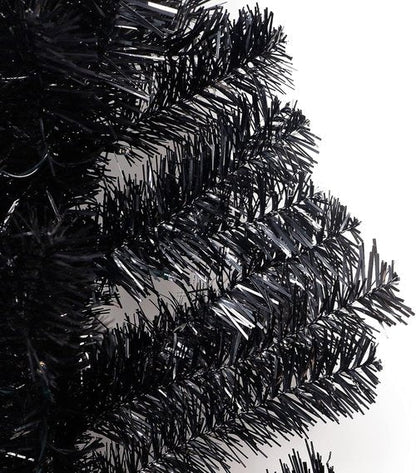 Juegoal Black Christmas Tree - Pre-Lit 4 FT Tinsel Pine with 70 LED Lights & Timer for Halloween Decor