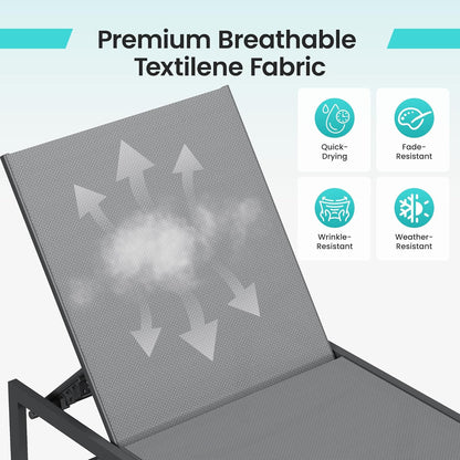 Amopatio 3-Piece Patio Lounge Chair Set - Adjustable Outdoor Chaise Lounge with Side Table | Weather-Resistant, 400 LBS Capacity (Gray)
