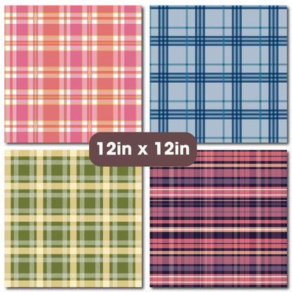 Desecraft Plaid Tartan Flannel 12x12 in Double Sided Paper Pad Pack Scrapbook Cardstock Decorative Paper - 36 Sheets - for Boys Card Making Origami Decorative Scrapbooking Supplies