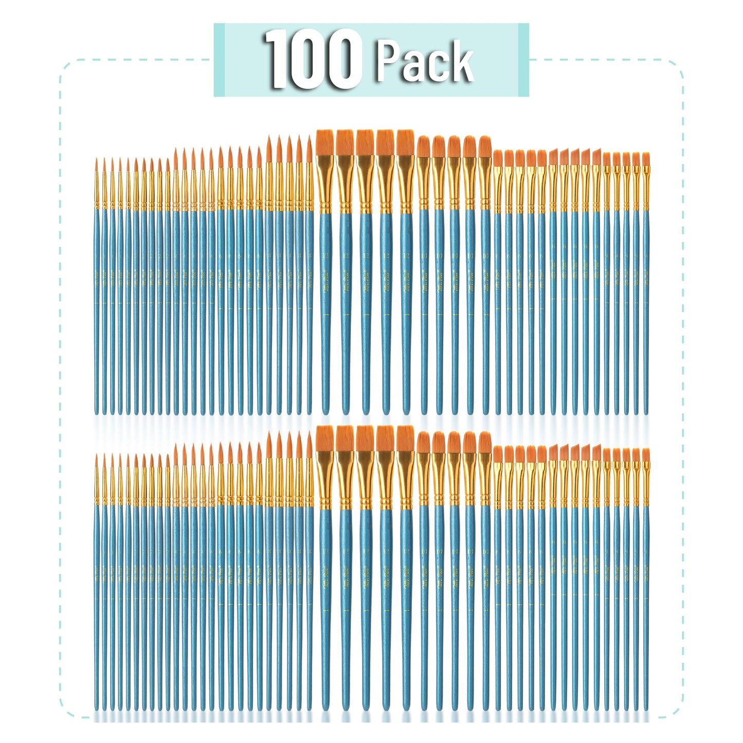 Mr. Pen- Acrylic Paint Brushes Set, 100 Pack, Round & Pointed Tip, Nylon Hair Artist Brushes Bulk for Watercolor, Oil, Rock, Face, Nail, Miniature, Canvas, Detailing, Drawing, Art Supplies