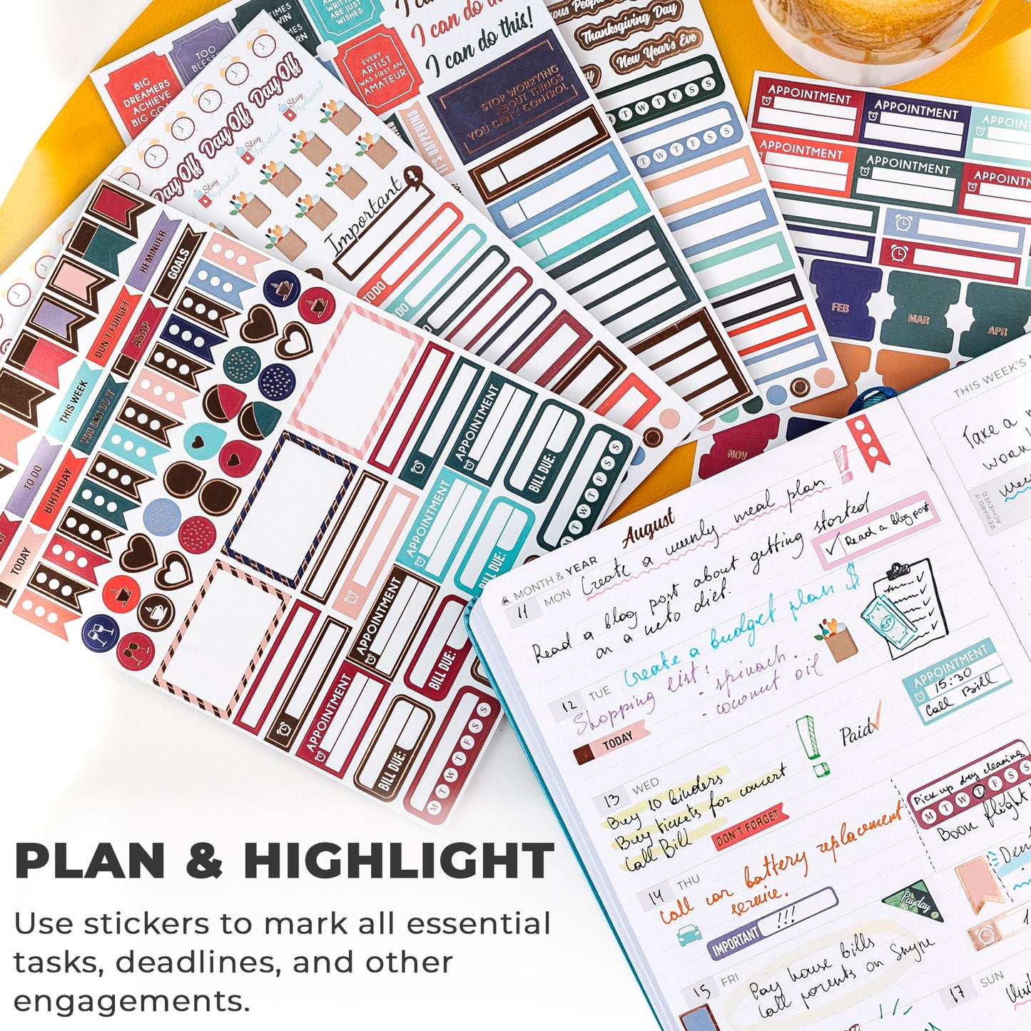 Clever Fox Planner Stickers – 1360+ Aesthetic Monthly, Weekly, Daily, Seasonal, Holiday & Journal Stickers – Journaling & Calendar Accessories for Women, Adults & School, 14 Sheets (Value Pack)