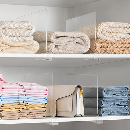 12 Inches 4 Pack Closet HBlife Tall [Extra Tall Version] Clear Shelf Dividers, Purse Organizer for Perfect for Sweater