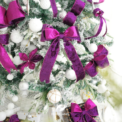 HUIHUANG Purple Velvet Wired Ribbon 2.5 inch Wired Velvet Ribbon with Purple Glitter for Gift Wrapping, Christmas Tree Decoration, Bows, Wreaths, Garlands, Halloween Decor - 10 Yards