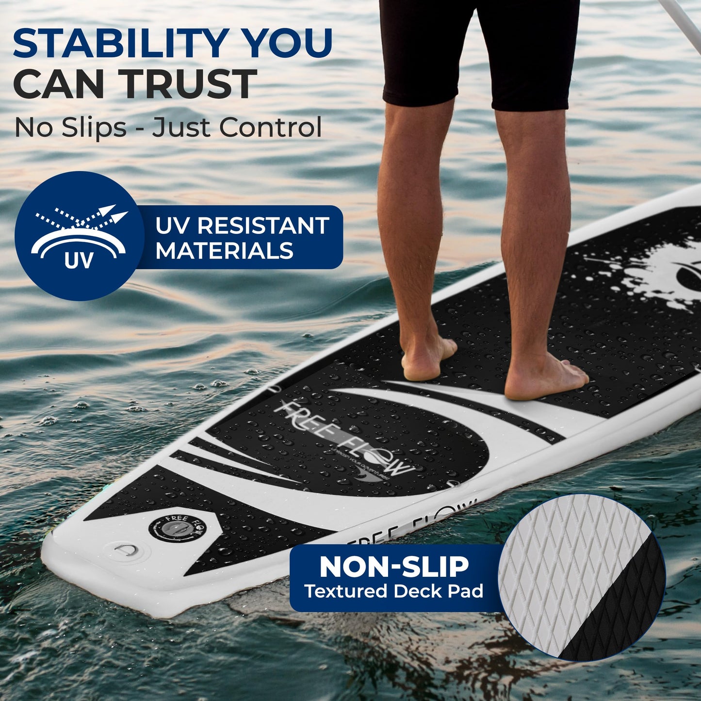 SereneLife Inflatable Stand Up Paddle Board (6 Inches Thick) with Premium SUP Accessories & Carry Bag | Wide Stance, Bottom Fin for Paddling, Surf Control, Non-Slip Deck | Youth & Adult Standing Boat