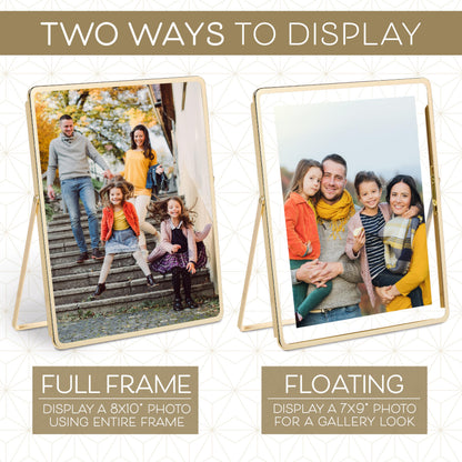 Sheffield Home Floating Metal Photo Frame – Modern Display Frame for Wall or Tabletop, 8x10 Inch, Gold
