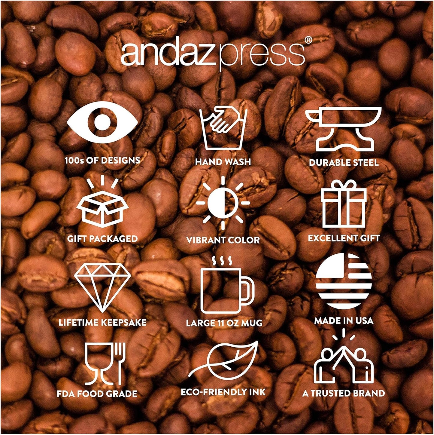 Andaz Press 11oz. Stainless Steel Hot Chocolate Campfire Coffee Mug, Rise And Shine Mother Cluckers, 1-Pack, Chicken