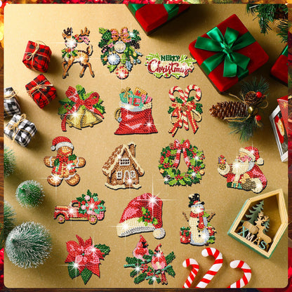 Copkim 30 Pcs Christmas Diamond Art Magnets Kits DIY Santa Claus Diamond Fridge Magnetic Stickers Xmas Gem Art Magnets for Beginners Holiday Decor Home