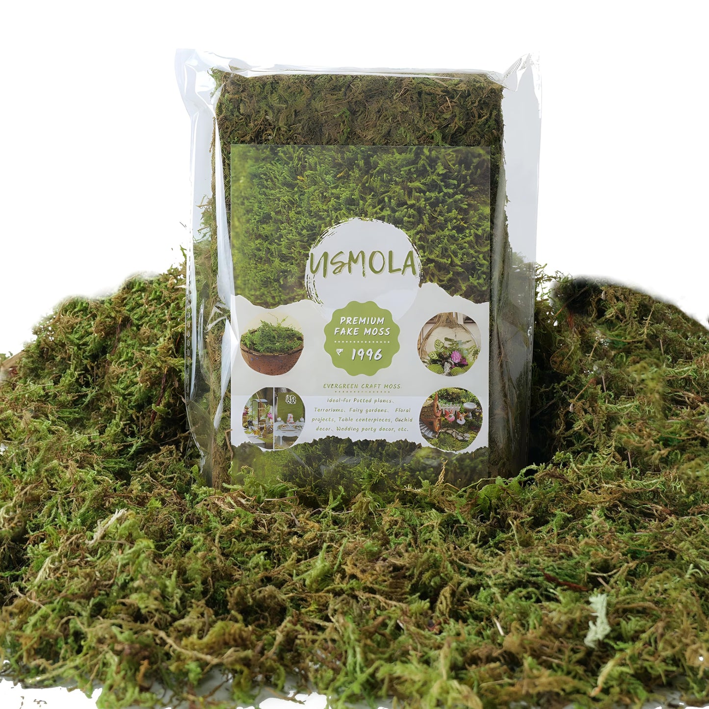 USMOLA Fake Moss, 8 OZ Green Moss for Potted Plants, Artificial Moss for DIY Crafts Home Decor Table Centerpieces Wedding Decoration (Fresh Green 225gr)