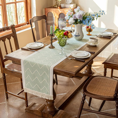 138 Inches,Waterproof Table Runners Boho Table Runner with Tassel Fringe,Table Runner for Party Coffee Table