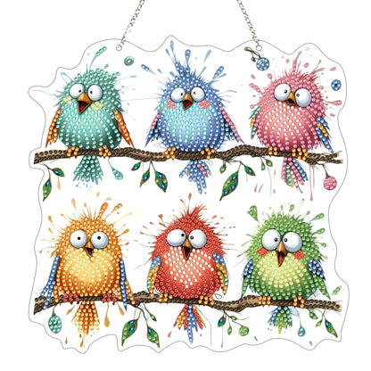 5D Diamond Art Hanging Kit for Adult,Special Shaped Rhinestone,Double Sided DIY Acrylic Diamond Art Painting Window Pendants Home Garden Wall Hanging Kits Hanging Ornament (Bird)
