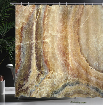 Ambesonne Onyx Stone Surface Pattern Marble Shower Curtain, 69" W x 70" L, Cloth Fabric Bathroom Decor Set with Hooks,
