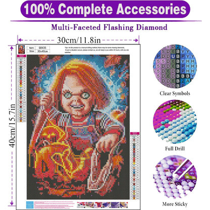 Sretoul 6 Pack Halloween Diamond Art Kits for Adults, Diamond Painting Kit Beginners Halloween, Horror 5D Gem Art for Adults with Round Gem Painting Gift Home Wall Decor 12x16 Inch