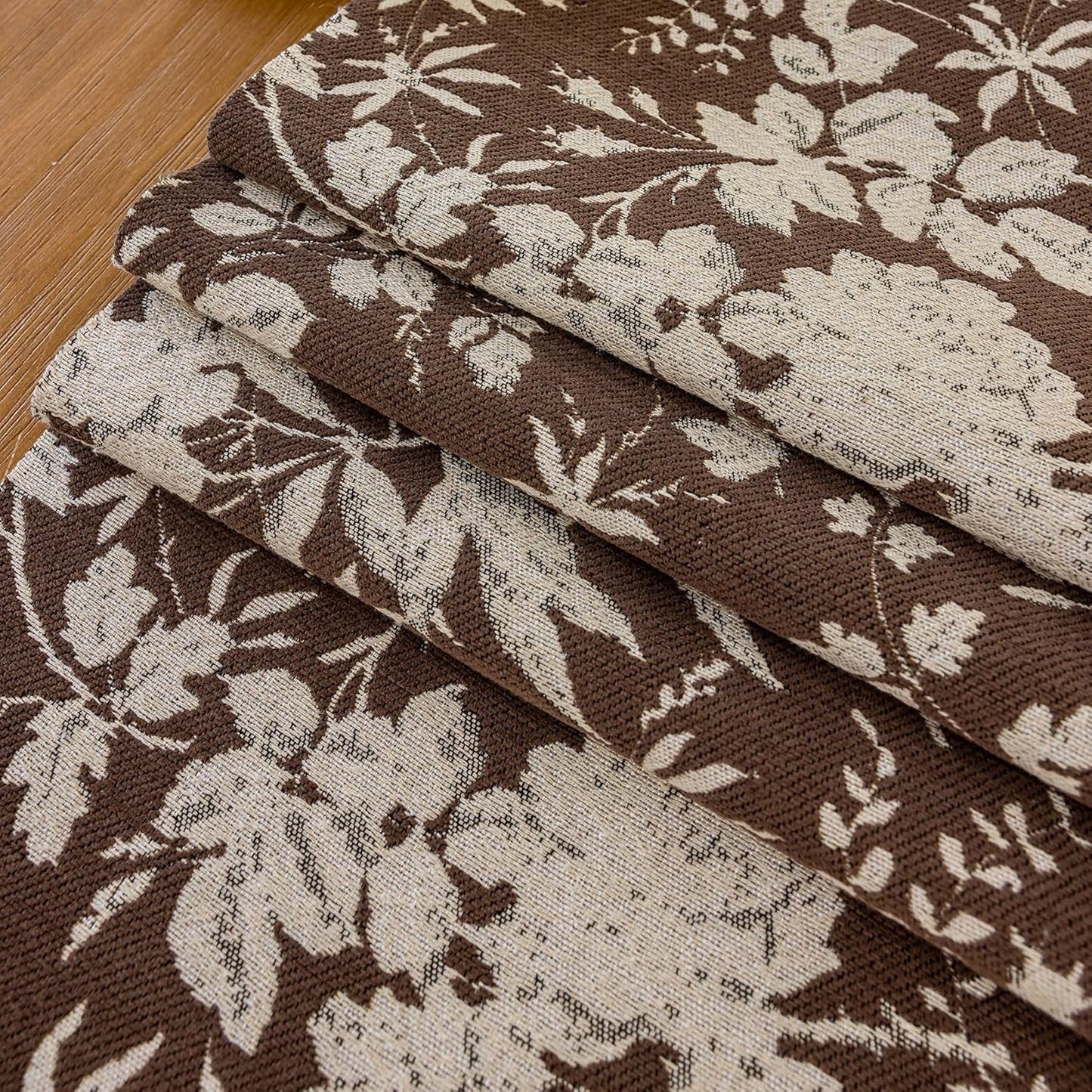 13 48 Inch Floral Dark Brown Table Runner for Living Room Jacquard Flower Dining Table Runner with Tassels Modern