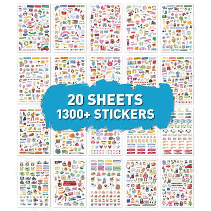 Holiday Seasonal Planner Sticker - Daily, Weekly & Monthly Calendar Stickers for Women, Men, Kids, Teachers & Students - Over 1300 Unique Hand-Drawn Stickers on 20 Sheets Per Pack!