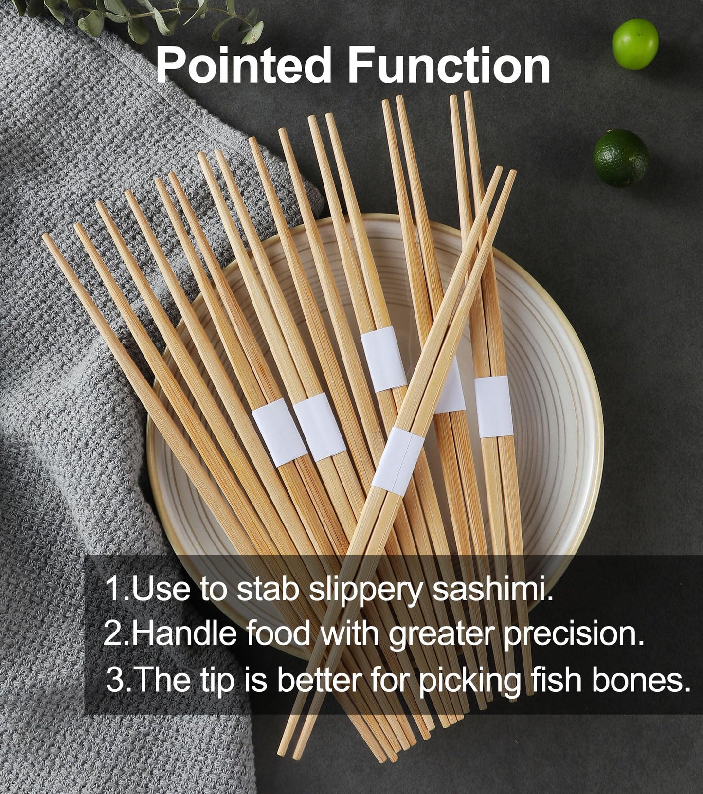 LOROTOCO 100Pairs Bamboo Chopsticks Disposable | Japanese | Sushi | Separated | Non Slip | Pointed Chopsticks-（9.45in）