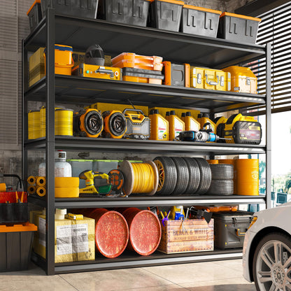 REIBII Garage Shelving 48.2" W Storage Shelves 3000LBS Heavy Duty Shelving Adjustable Metal Shelf Industrial 5 Tier Pantry Shelves for Basement Warehouse Supermarket 72.2"H x 24.2"D x 48.2"W, 2 Pack