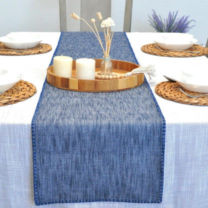 14"x48" Coffee Table Runner Modern Kitchen Cotton Table Cloth Strip with Decorative Stitched Edge Dresser Scarf Dining