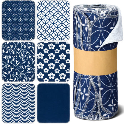 Noveread 36 Pack Japanese Reusable Cleaning Cloths Washable Cotton Kitchen Towels for Home (Blue)