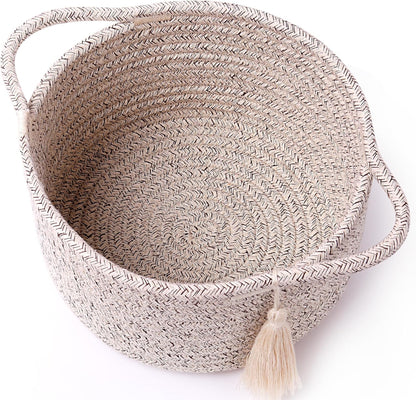 SweetMemo Mini Woven Rope Organizer Baskets - Decorative Gift Basket for Baby Showers & Home Storage - Warm Brown