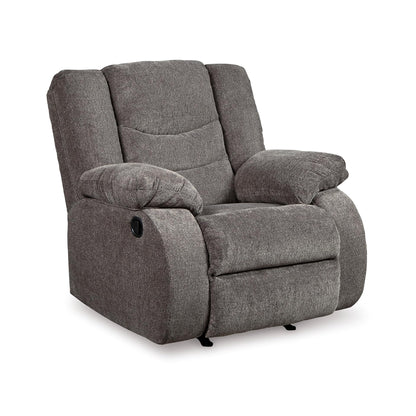 Signature Design by Ashley Tulen Contemporary Rocker Recliner, Gentle Rocking Motion, Pull Tab Reclining, Fabric Upholstery, 39" W x 40" D x 40" H, Dark Gray