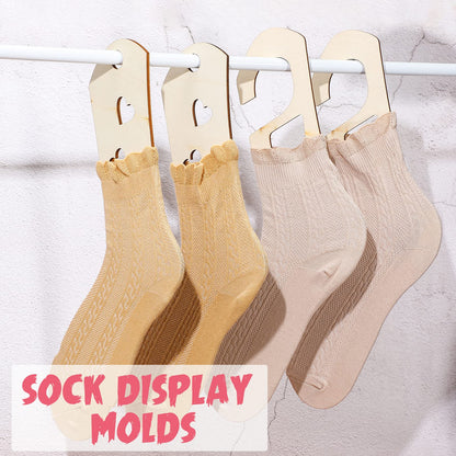 4 Pieces Sock Blockers for Knitting Wooden Sock Blockers Adjustable Thicken Knit Sock Ruler Tool Stocking Blockers Wood Sock Form Stretchers for Knitting Crochet Stocking Display Knitters Beginners