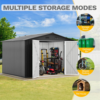 DWVO 10'x8' Large Metal Outdoor Storage Shed, Heavy Duty Tool Storage Sheds for Backyard Patio Lawn - Ideal for Bicycles, Garden Tools, and Lawn Equipment, Easy-to-Assemble, Dark Gray