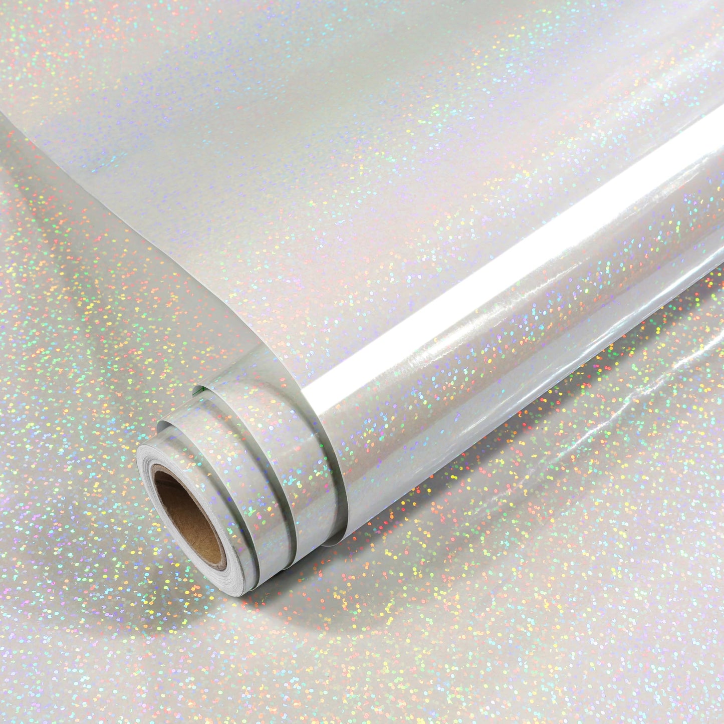 Yenhome 17.7"X10ft Holographic Sticker Paper with Micro Dots vinyl roll Self-Adhesive Laminating Roll Iridescent Reflective laminating sheets waterproof Holographic paper for DIY Craft Home Decor Film