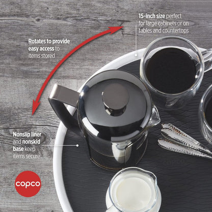 Copco Pro 15-Inch Lazy Susan Turntable, Non-Skid Pantry or Cabinet Organizer for Spices, Condiments, and Bottles, Smooth Rotation, Charcoal Finish