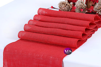 Pack 5, 100% 12X108 Inch)(Red) VDS of Burlap Table Runner Natural Jute Rustic Hessian Table Cloth Centrepiece