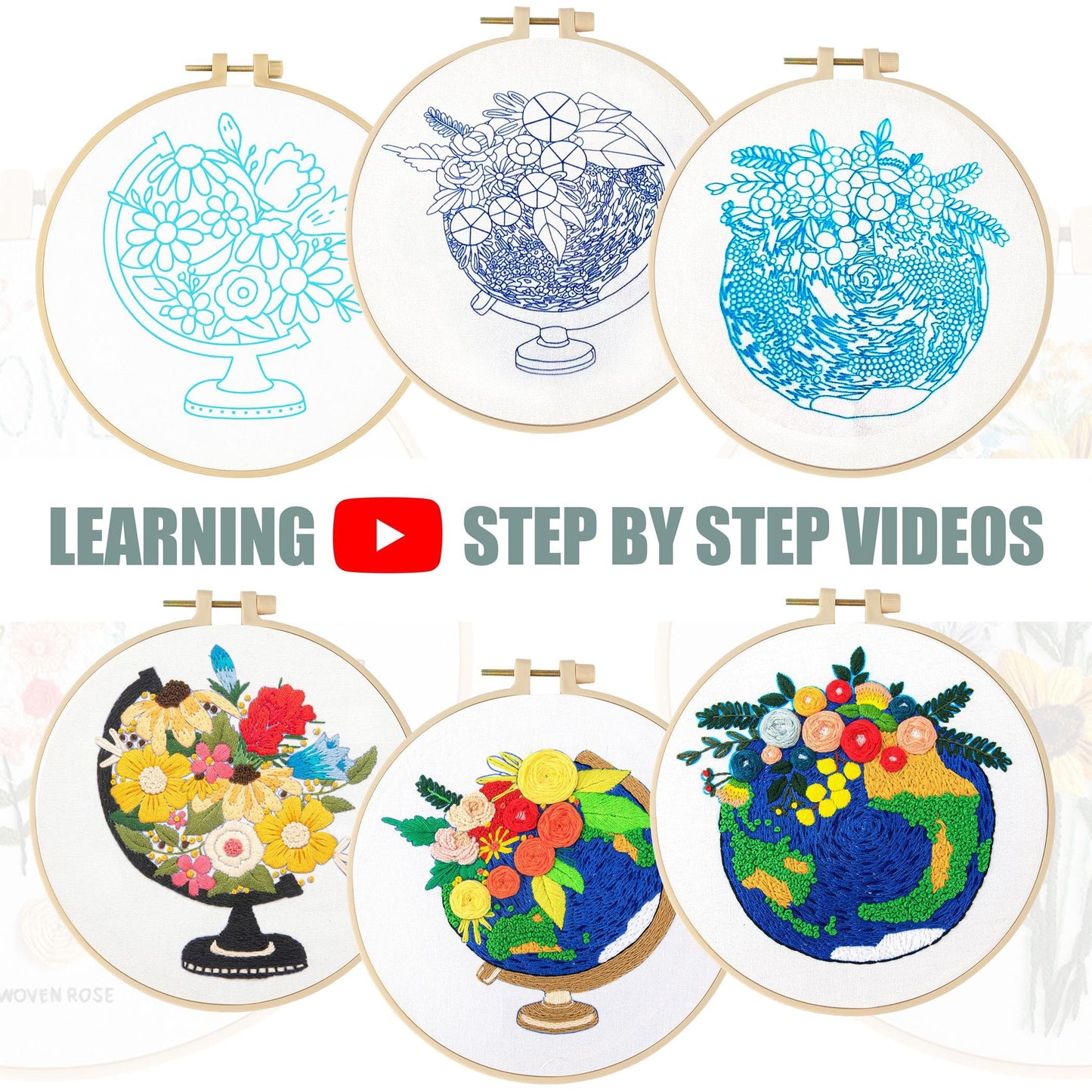 LX LERMX Embroidery Kits for Beginners, Adult Starter Cross Stitch Kit Needlepoint Complete DIY Kit with Unique Patterns, Hoop, Colorful Threads, Tools, Step by Step Instructions & Video Tutorial