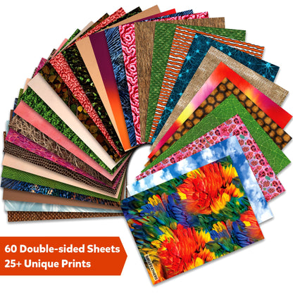 Skillmatics Life Science Construction Paper for Kids - 60 Double-Sided Printed Sheets (9x12), Patterned Craft Paper for Art Projects, Science Activities, DIY Crafts, Scrapbooking & School Supplies