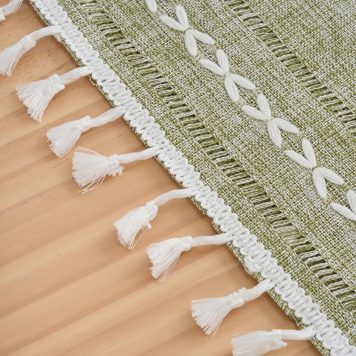 2471 Inches Rectangular Coffee Table Covers for Living Room Striped Embroidered Tablecloth Linen Coffee Table Cloth