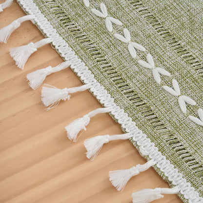 2060 Inches Rectangular Coffee Table Covers for Living Room Striped Embroidered Tablecloth Linen Coffee Table Cloth