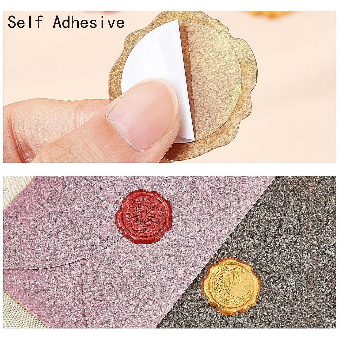 CRASPIRE 100pcs Skeleton Wax Seal Stickers - Black Moon Rose Butterfly Gothic Decoration Adhesive Envelope Sealing Stickers for Halloween Birthday Gift Party Craft