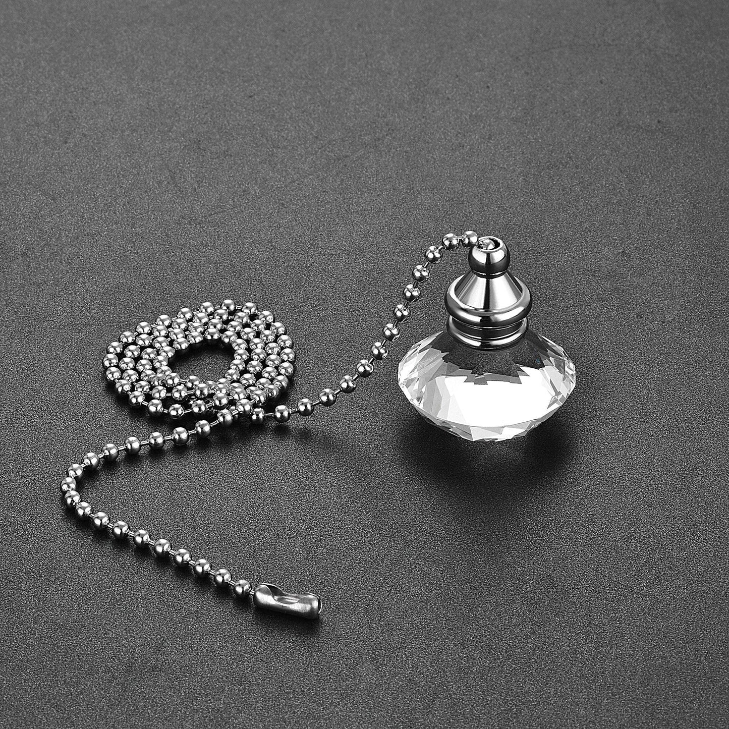 uxcell 20 Inch Ceiling Fan Pull Chain, Decorative Crystal Fan Pull Chain Ornament Extension, 3mm Diameter Beaded Diamond Pendant, Clear 2Pcs