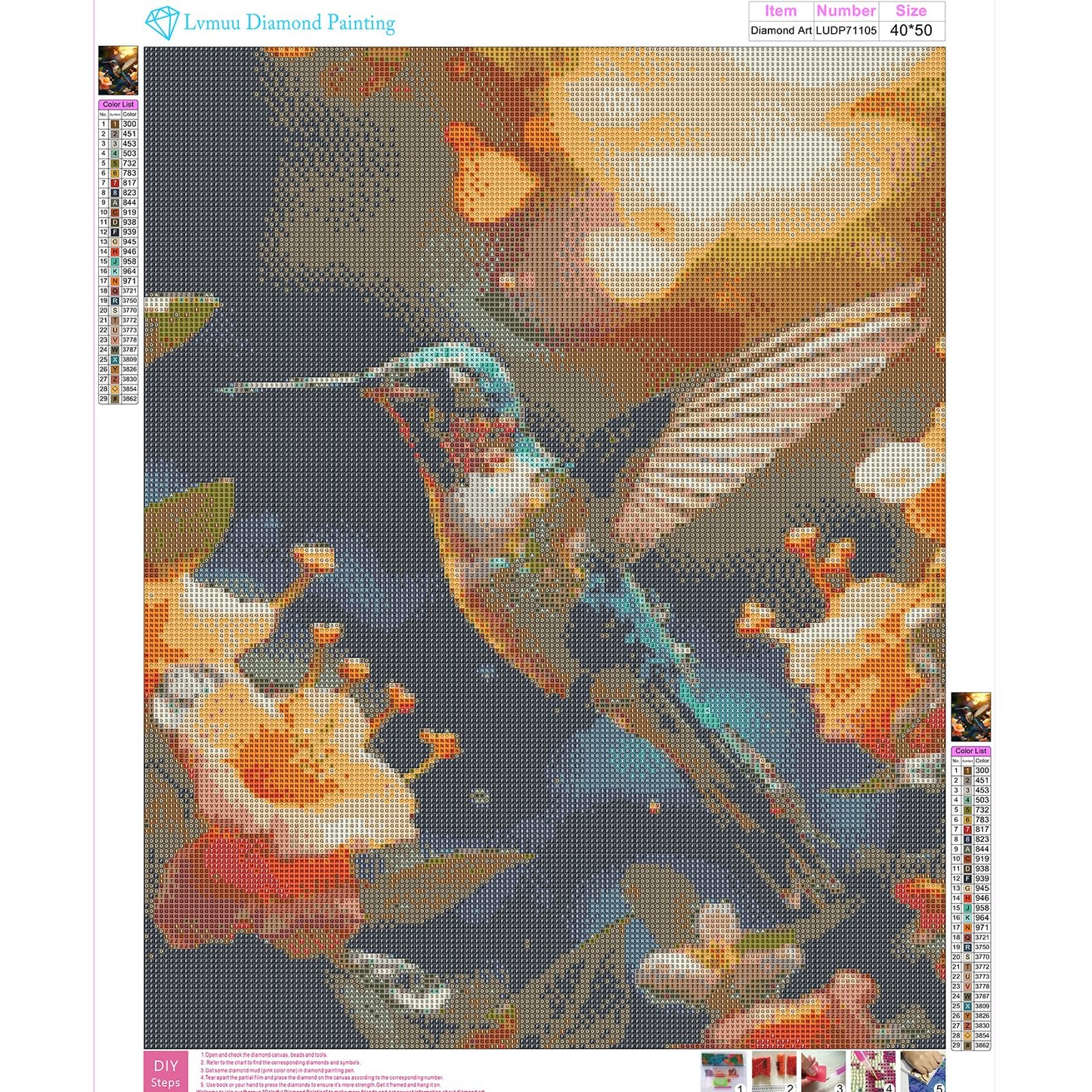 Lvmuu Large Hummingbirds Diamond Painting Kits for Adults, 5D Flowers DIY Full Square Drill Diamonds Art Sets for New Beginner, Paint with Diamonds Beads Art Craft Home Decoration 16x20in